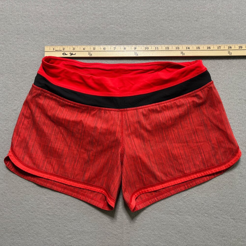 Lululemon Athletica Low Rise Hotty Hot Lined Shorts 2.5” Red w/Black Size 8 - Picture 2 of 10